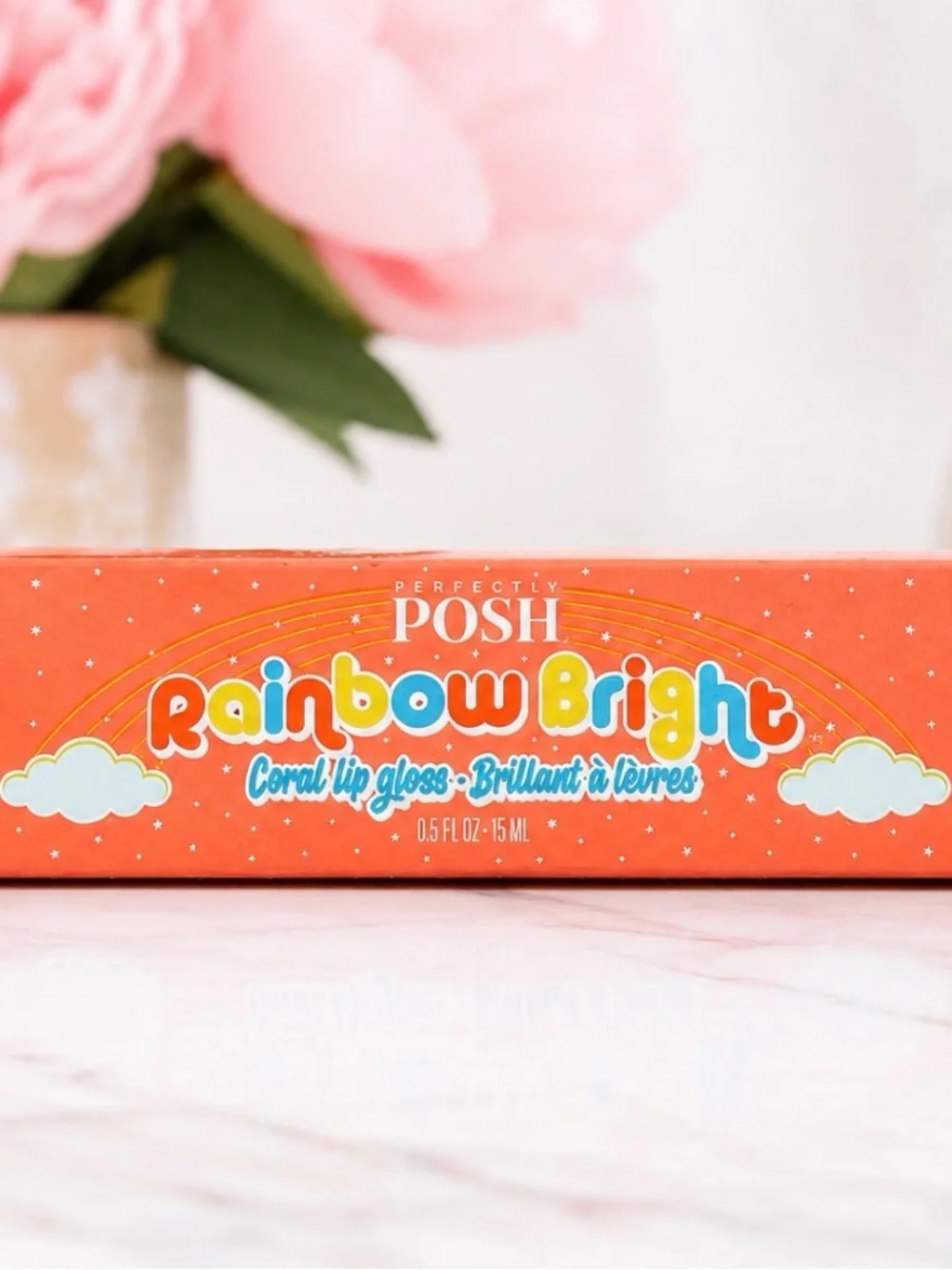 Perfectly Posh Rainbow Bright Coral Lip Gloss 0.5 oz NIB Retired Rare